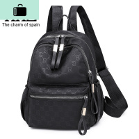 防水春夏双肩包女2020新款韩版潮牛津布背包女士尼龙时尚帆布书包NEW LAKE 黑色送镜子香囊运费保险