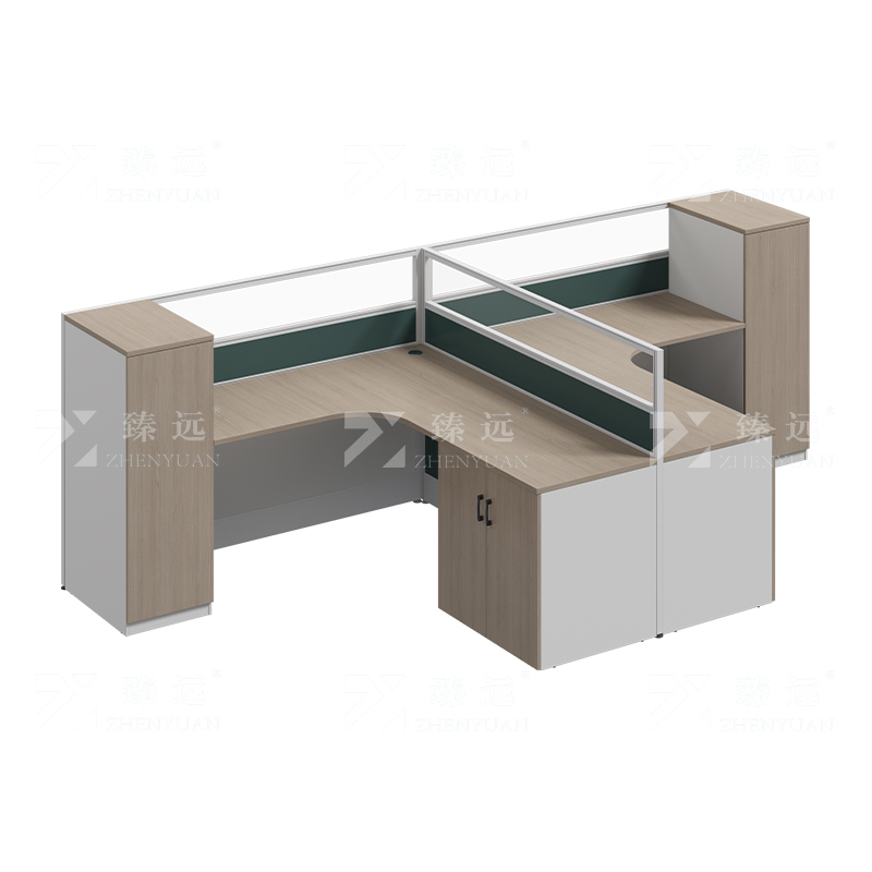 臻远ZYGW-156屏风工作卡位职员桌办公桌 T型双人位含衣柜床柜不含床