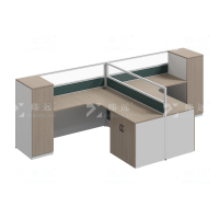 臻远ZYGW-156屏风工作卡位职员桌办公桌 T型双人位含衣柜床柜不含床