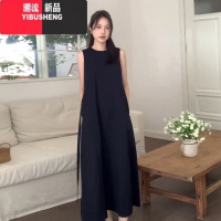 YIBUSHENG赫本风无袖黑色连衣裙子女季2024新款小众设计法式气质背心长裙