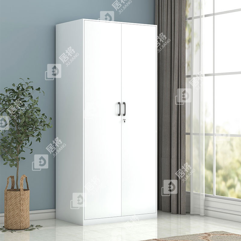 居将 阳台柜单门衣柜钢制储物柜铁皮柜 白色双门衣柜800mm宽