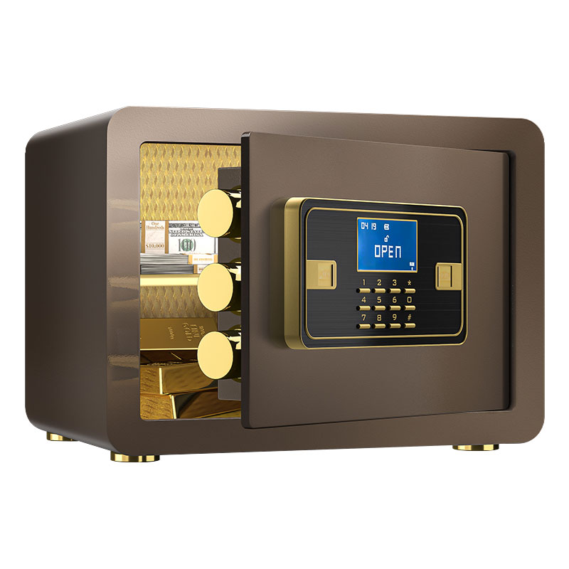 鑫星奈 XXN4060620 全钢实心保险柜办公防盗保险箱 高25cm咖色电子款