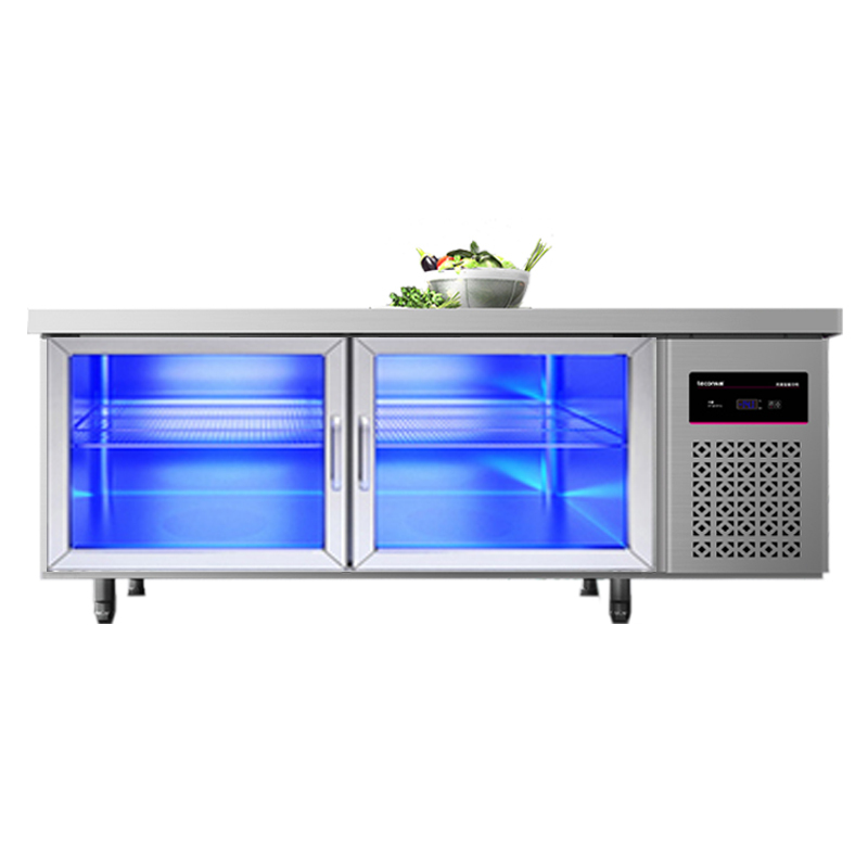 乐创(lecon)冷藏(玻璃门)工作台乐创冷藏工作台厨房保鲜冷冻柜商用冰箱平冷冰柜水吧台奶茶店设1.8*0.8*0.8米