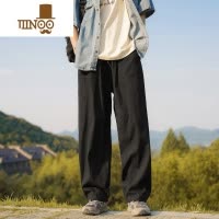 YANXU@ 黑色垂感休闲裤男夏季薄款cleanfit宽松阔腿工装长裤