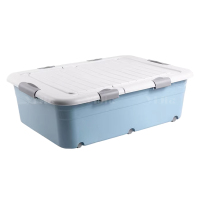 翌嘉YJ4120545 床底收纳箱带轮扁平整理箱抽屉式床下储物箱 蓝色 800*600*250