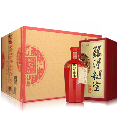 整箱 42度难得糊涂中国红 浓香型白酒 450毫升*6瓶 纯粮酿造