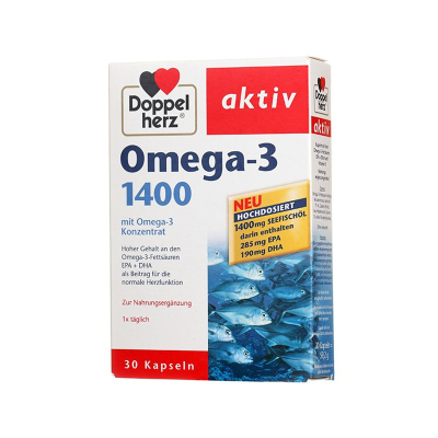 保税-Doppelherz 德国双心鱼油 1400mg 高浓缩冷水深海胶囊30粒 Omega-3 含DHA/EPA