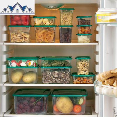 保鲜盒塑料冰箱收纳盒套装长方形冷冻盒微波炉饭盒17件套 三维工匠