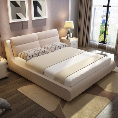 北欧布艺床可拆洗简约现代双人床1.8米主卧布床榻榻米床婚床 邮