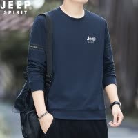 吉普JEEP卫衣男秋冬季新款长袖圆领T恤纯色大码加绒套头打底衫