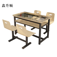 鑫升顺餐桌4人学校食堂小吃店快餐桌椅饭堂钢化玻璃桌1200*600*750