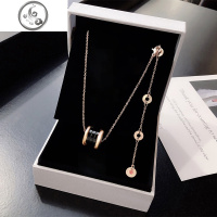 黑陶瓷项链女简约气质潮网红锁骨链弹簧颈链字母网红脖链饰品 JiMi