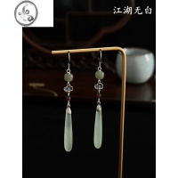 JiMi原创设计[青荷·白露]银银耳环新中式玉石耳坠复古风耳饰女