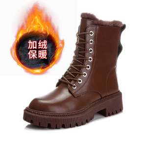 真兔毛真皮马丁靴女冬季新款加绒保暖复古女靴百搭厚底靴子女
