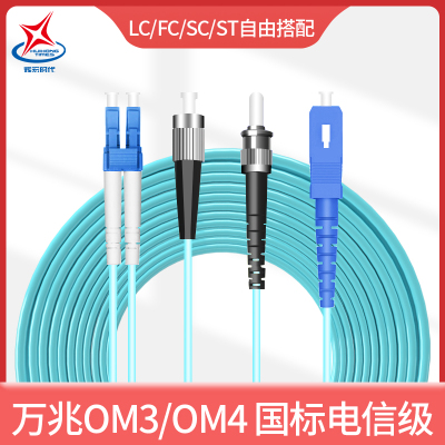 辉宏时代光纤跳线LCFCSCST多模万兆OM4双芯尾纤阻燃延长线1米LC-FC