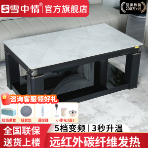 雪中情电暖桌电暖炉家用多功能取暖桌升降茶几烤火桌电烤桌长方形客厅电炉X24A300星云石140*80隐形电磁炉上下发热
