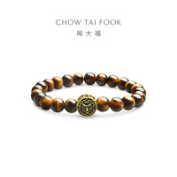 周大福黄财神足金黄金硅化玉手链手串男送生日礼物EOR1436