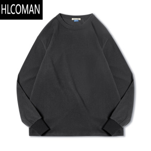 HLCOMAN工装 美式磨毛加绒p暖三本针T恤长袖弹力内衣卫衣打底衫男秋