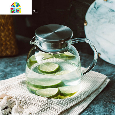 家用冷水壶可高温凉水壶玻璃水壶凉白开水杯子大容量耐热茶壶套装 FENGHOU 大款冷水壶(1.8L)烧水壶