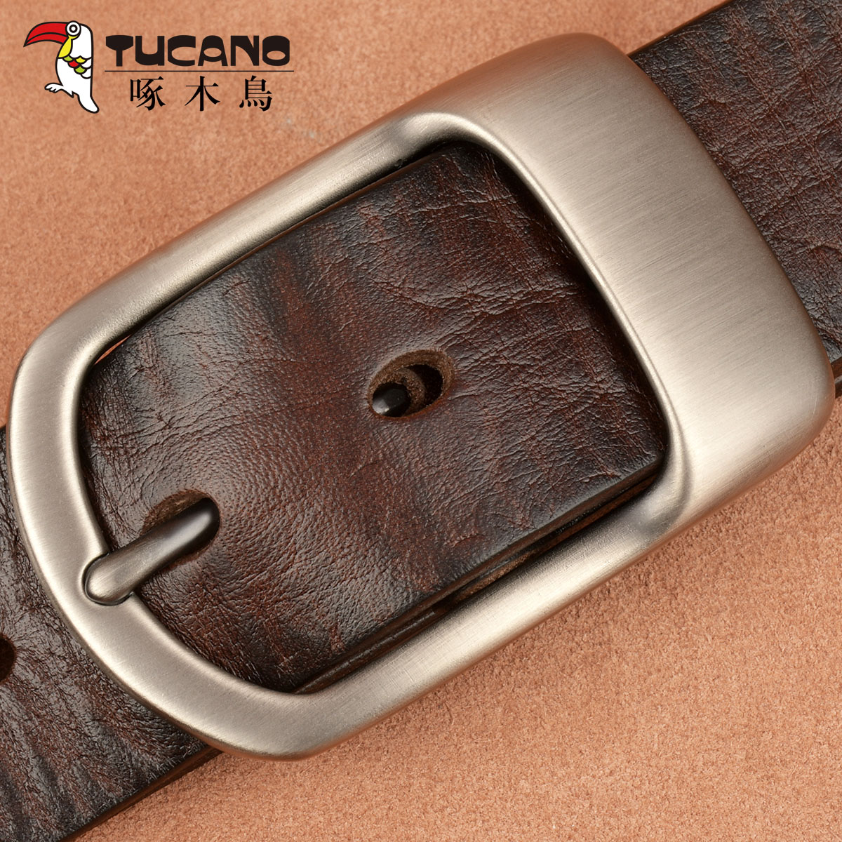 啄木鸟牛皮男士皮带针扣腰带男真皮裤带休闲皮带男真皮个性高档tk