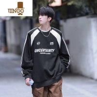 YANXU圆领卫衣男士2023新款港风复古潮牌oversize大码长袖上衣T恤