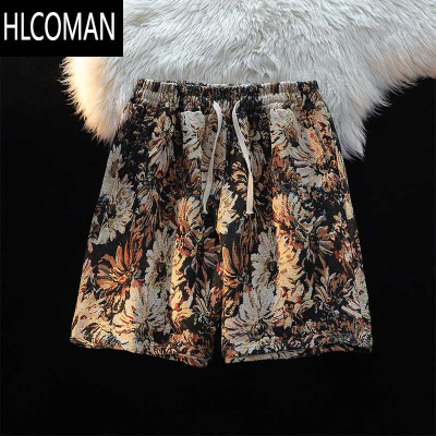 HLCOMAN夏季薄款提花短裤男直筒中国风痞帅休闲潮牌高街运动复古五分裤子