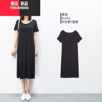 YIBUSHENG2024新款短袖莫代尔长裙大码显瘦T恤裙连衣裙女宽松打底背心裙