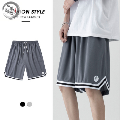 专注品质-运动短裤男士宽松冰丝休闲篮球裤子夏季薄款潮流阔腿夜跑五分中裤运动中裤短裤瑞希罗