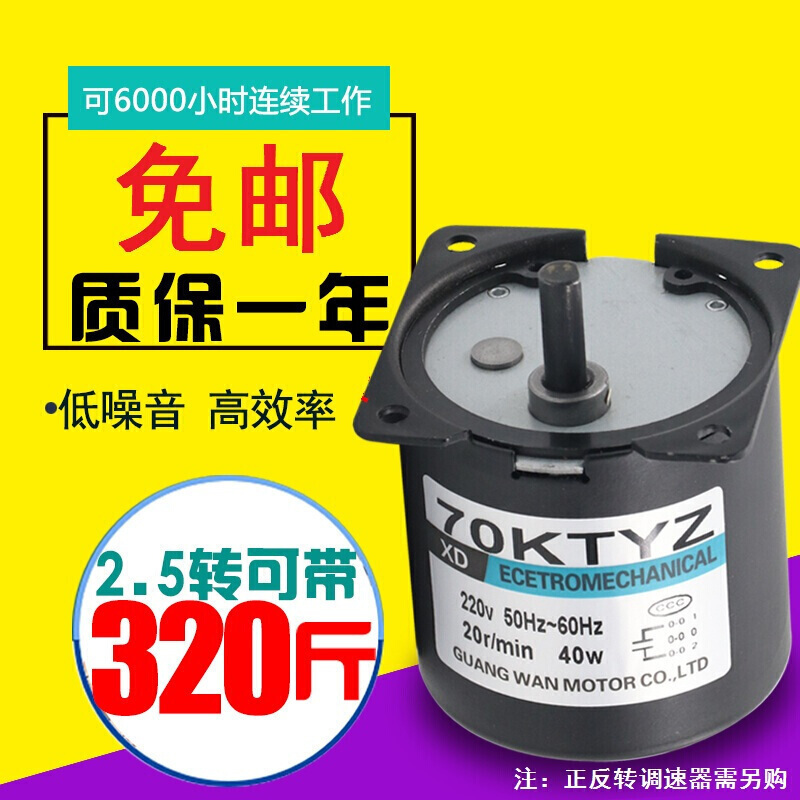 汐岩交流同步电机大力矩微型220电机马达40正反转齿轮永磁减机 20转/每分钟 电机