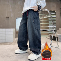 儿童装男童加绒裤子冬装新款秋冬款加厚冬季牛仔男孩中大童潮