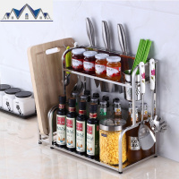 304不锈钢材质多功能厨房调料架平台架浴室置物架壁挂免打孔收纳 三维工匠