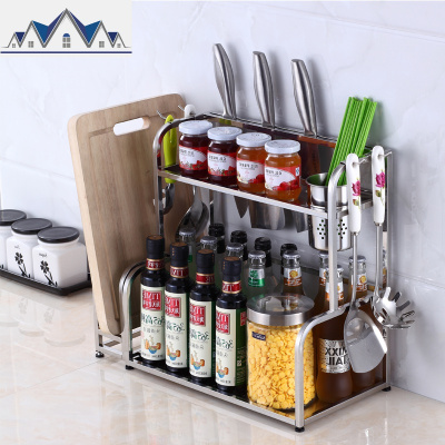 304不锈钢材质多功能厨房调料架平台架浴室置物架壁挂免打孔收纳 三维工匠