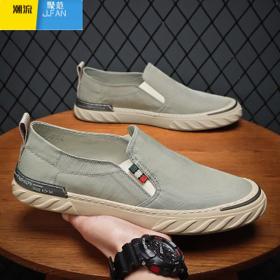 聚范2024新款老北京布鞋男潮夏季透气开车冰丝薄款帆布一脚蹬男鞋子