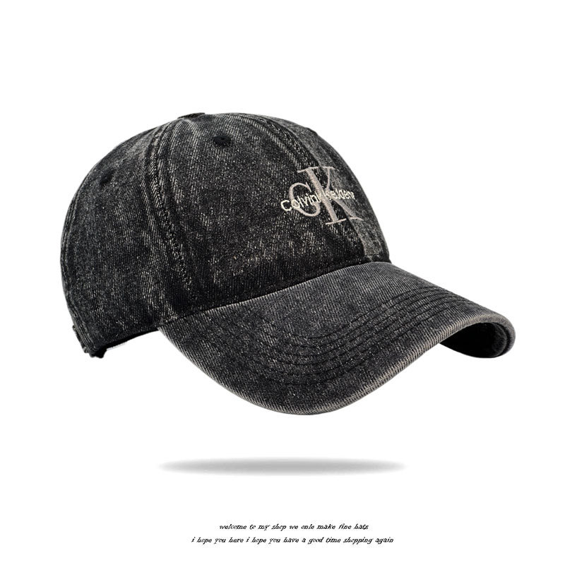 水洗牛仔春秋季棒球帽子男女时尚百搭鸭舌帽情侣款字母运动防晒帽