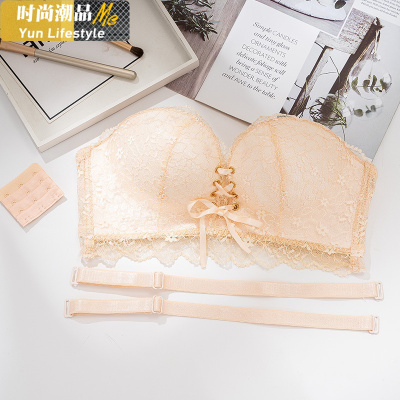 YUNWUXIN无肩带内衣女聚拢防滑上托加厚无带抹胸裹胸隐形文胸贴婚纱礼服用抹胸