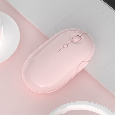 联想hp惠普戴尔电脑2.4G无线鼠标可充电式机械电竞游戏静音无声滑鼠女生超Q可爱无限MAC台式通用少女笔记本办公少女粉色