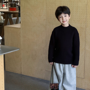 童酷男童冬季新款童装纯色宝宝针织衫百搭双版本打底儿童毛衣