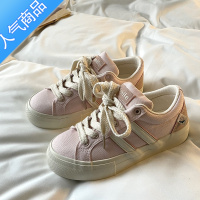 SUNTEK方鱼鹿 小众帆布鞋女2023春季新款学生设计感ulzzang百搭厚底板鞋