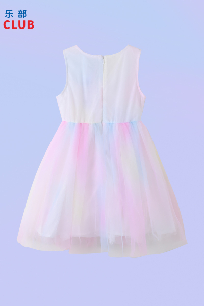[1件3折]铅笔俱乐部童装2025夏装新款女童连衣裙儿童背心裙子彩虹网纱裙子