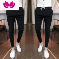七斓网红同款弹力修身小脚裤男社会精小伙裤子休闲九分紧身裤男