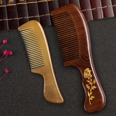 专营好货-天然白水牛角梳子檀木檀香木梳牦牛角网红款长发专用女静电防精选特买