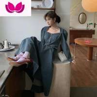 七斓韩版修身百搭牛仔时尚套装裙女2023春季款通勤气质百搭显瘦套