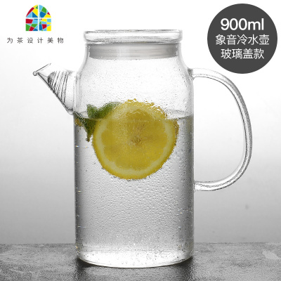 封后象音冷水壶大容量玻璃水壶耐热可高温装水壶家用凉白开凉水壶 FENG 象音冷水壶900ml+2个水滴杯360ml(单层