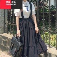 YIBUSHENG日系学院风背带裙季2024新款复古少女感装甜美可爱学生连衣裙