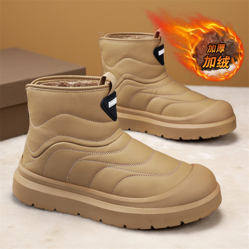 冬季新款加绒加厚雪地靴子防寒高帮东北棉靴男鞋时尚休闲防滑男靴