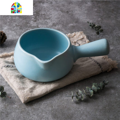 日式陶瓷奶锅汤锅不粘锅小砂锅热牛奶煮粥泡面锅宝宝辅食小锅炖锅 FENGHOU 黄色700ML+送隔热垫