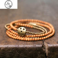 JiMi原创橄榄细珠混搭黄铜圆珠子多层手串女复古个性民族风手链男手饰