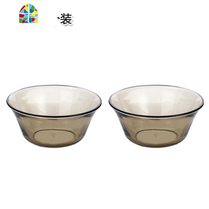 日式玻璃吃饭碗学生米饭碗家用餐具套装面碗沙拉碗汤碗大号沙拉碗 FENGHOU 咖色4个装