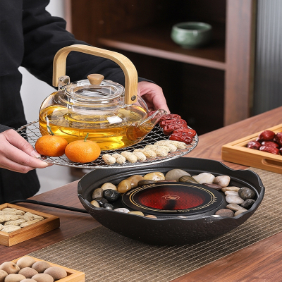  闪电客围炉煮茶室内家用网红全套电陶炉烧烤炉煮茶花茶茶具套装玻璃