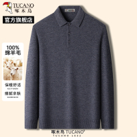 啄木鸟冬季新款男士纯羊毛针织衫中老年爸爸装保暖毛衣休闲上衣C